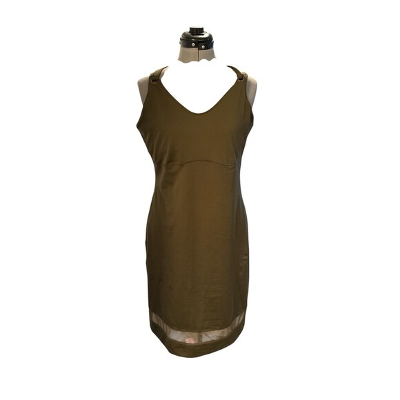 Merrell Olive Green Lily Opti‎ Wick UPF Crossover Strap Stretch Tank Dress Large - Picture 1 of 9